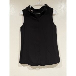 HM Womens Black Quarter Zip Sleeveless Mock Neck Top Size 4 0634249 0